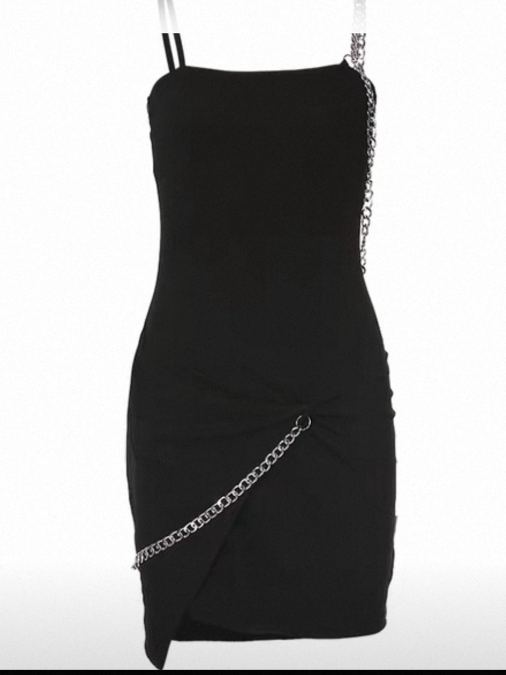 Black Chain-Accent Bodycon Dress